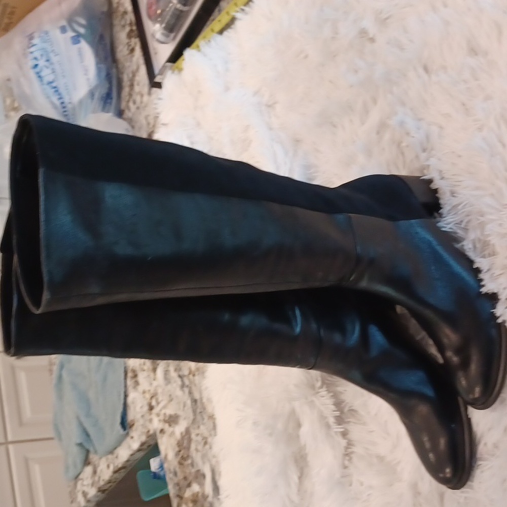 ECCO Black Low Heel Boots Leather & Fabric EU 39 / US Size 8 - 8.5  NEW